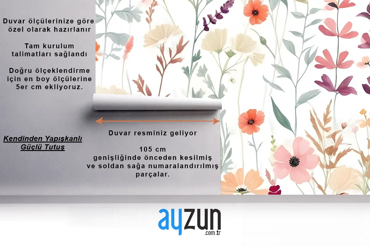 Suluboya Renkli Kır Çiçeği Bahçesi Duvar Kağıdı 