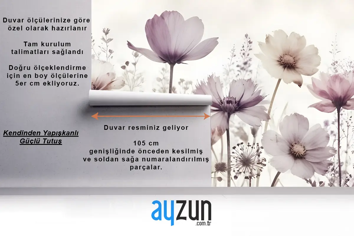 Suluboya Koyu Haşhaş Çiçek Duvar Kağıdı