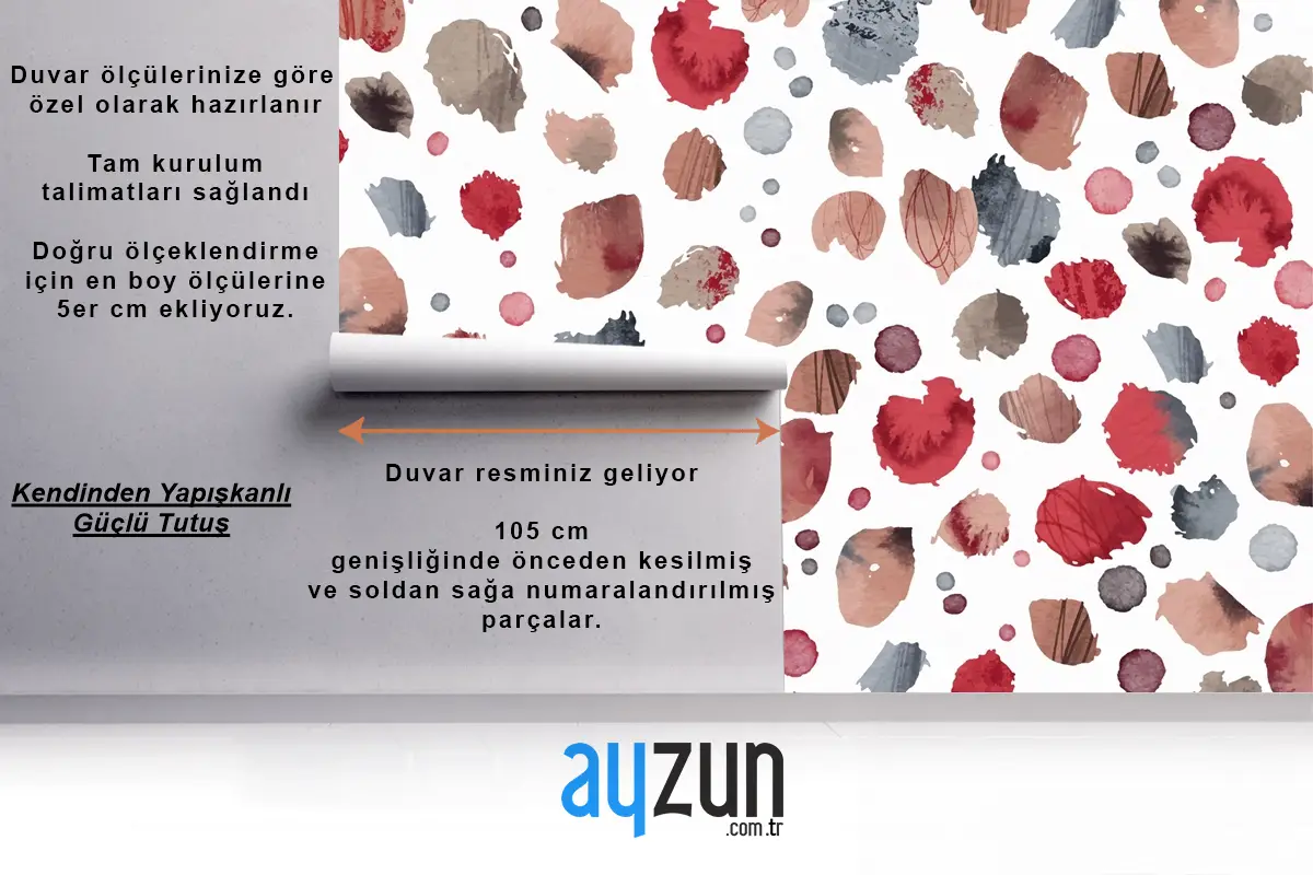 Suluboya Noktalı Desen Mutfak Duvar Kağıdı 