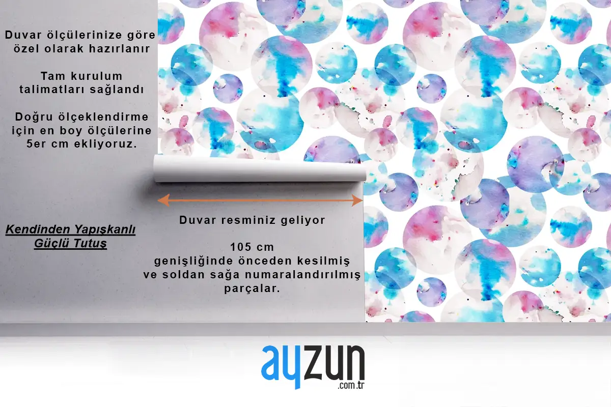 Suluboya Noktalı Desen Çocuk Odası Duvar Kağıdı 