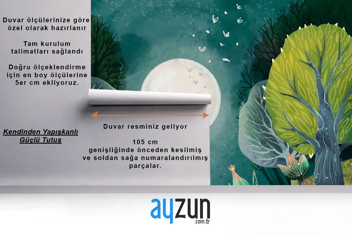 Suluboya Büyülü Orman Çocuk Odası Duvar Kağıdı 