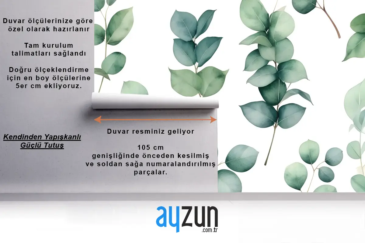 Suluboya Okaliptüs Yaprağı Duvar Kağıdı 