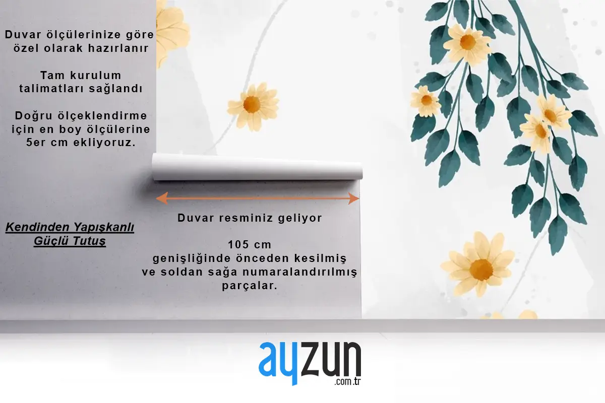 Suluboya Çiçek Arka Plan Tasarımı Duvar Kağıdı 