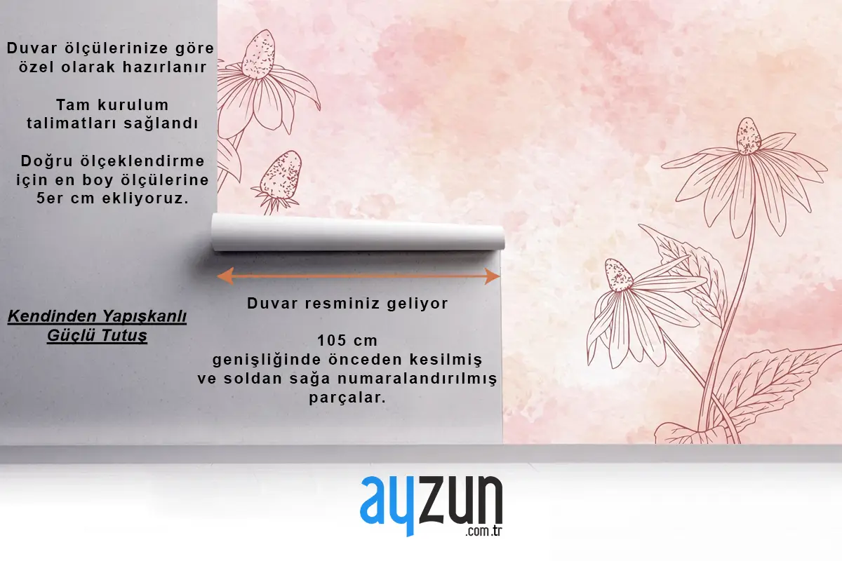 Tek Renkli Çocuk Odası Duvar Kağıdı Nde Suluboya Çiçek Arkaplan