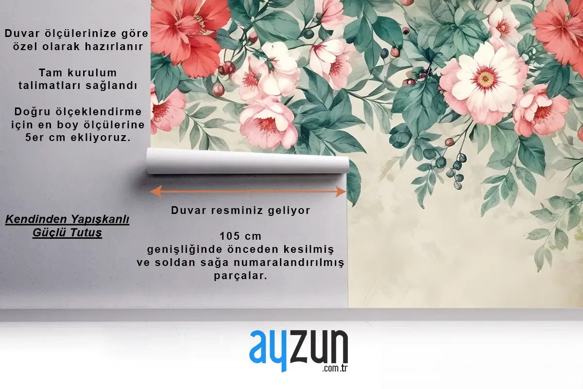 Suluboya Çiçek Duvar Kağıdı 