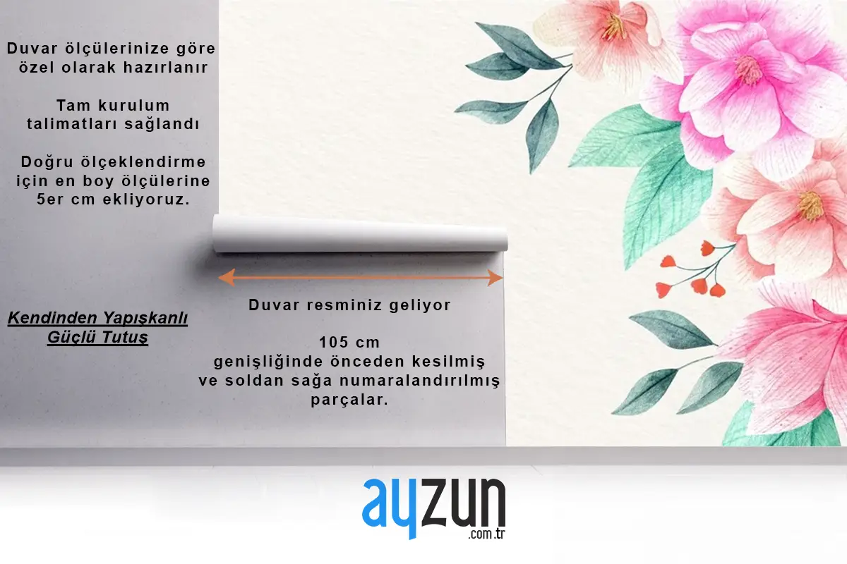 Suluboya Çiçek Duvar Kağıdı 
