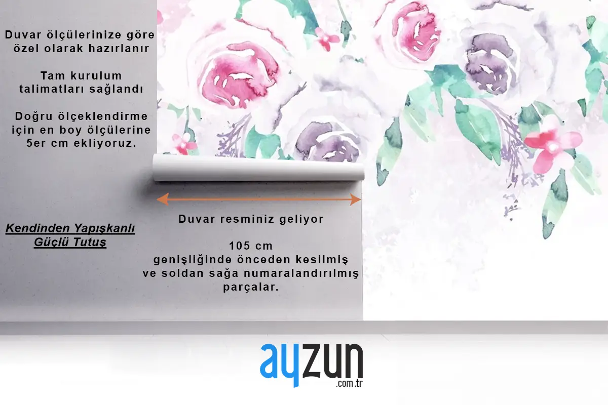 Pastel Renklerde Suluboya Çiçek Duvar Kağıdı Duvar Kağıdı