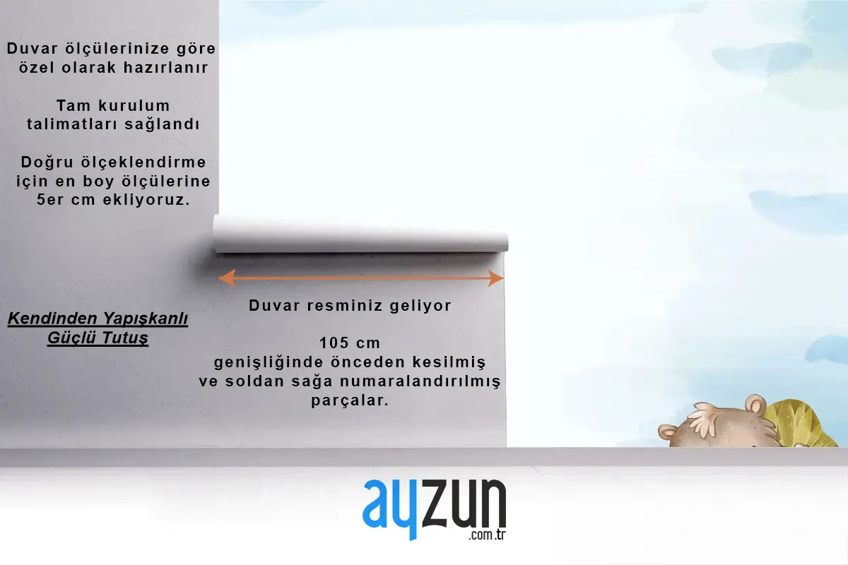 Suluboya Orman Hayvanları Arka Plan Çocuk Odası Duvar Kağıdı 