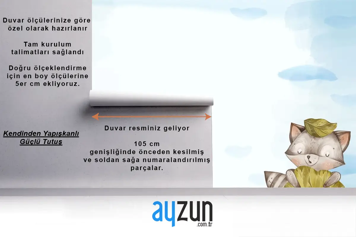 Suluboya Orman Hayvanları Arka Plan Çocuk Odası Duvar Kağıdı 