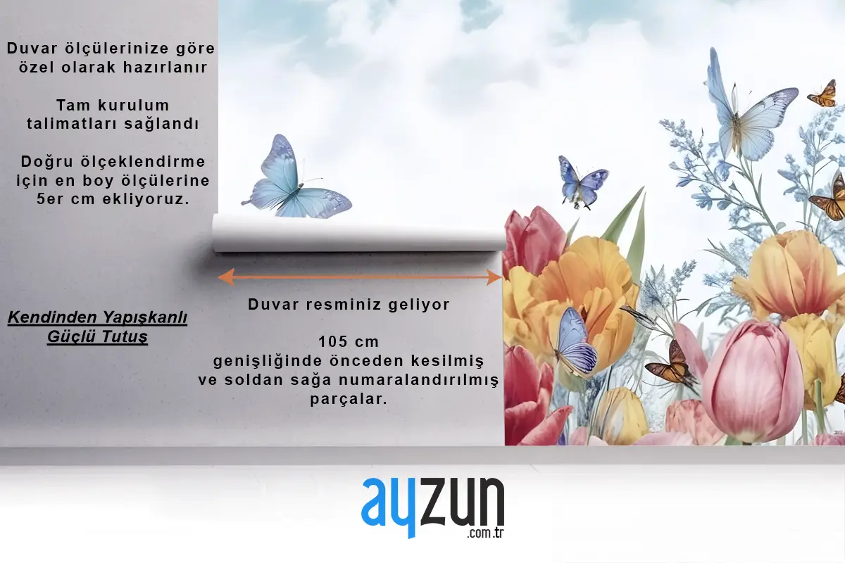 Suluboya Bahçe Çiçek Duvar Kağıdı 