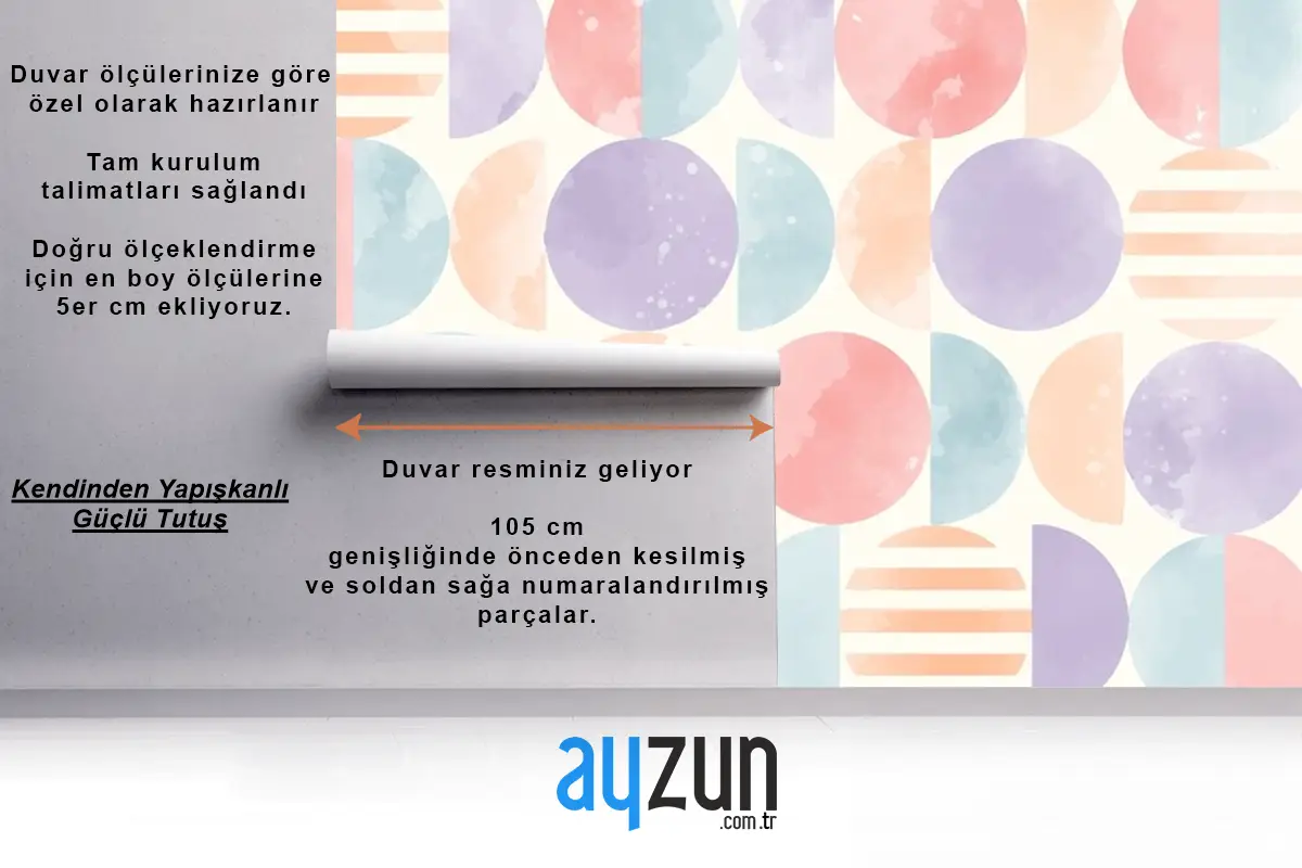 Suluboya Geometrik Arka Plan Çocuk Odası Duvar Kağıdı