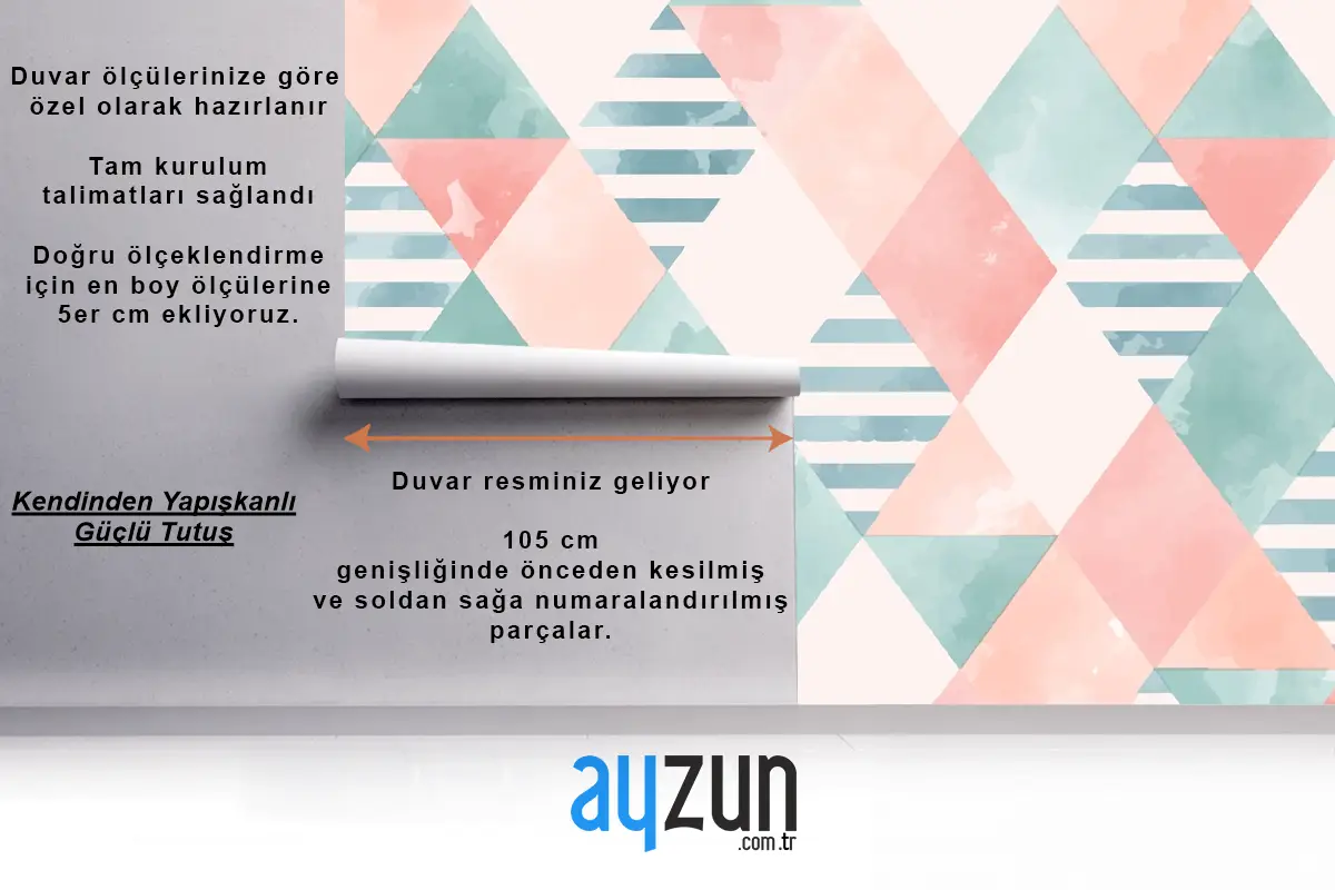 Suluboya Geometrik Arka Plan Mutfak Duvar Kağıdı 