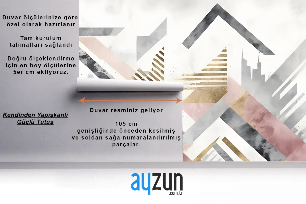 Suluboya Geometrik Şehir Duvar Kağıdı 