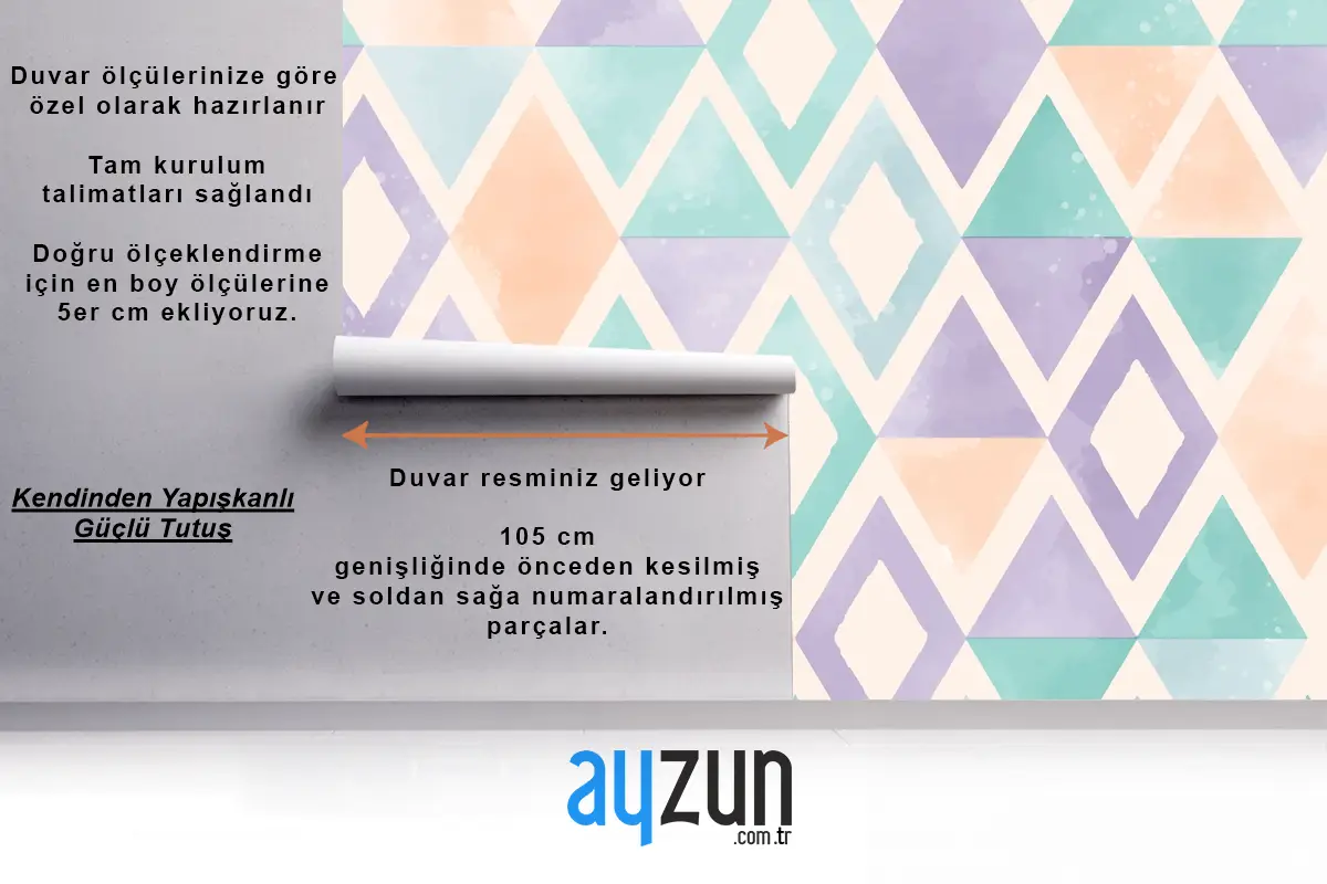 Suluboya Geometrik Mutfak Duvar Kağıdı 