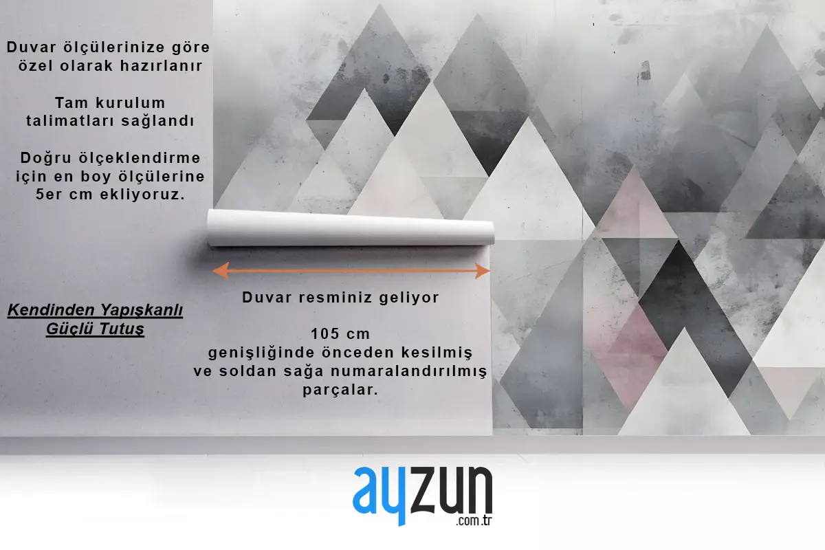 Suluboya Geometrik Üçgen Desen Duvar Kağıdı