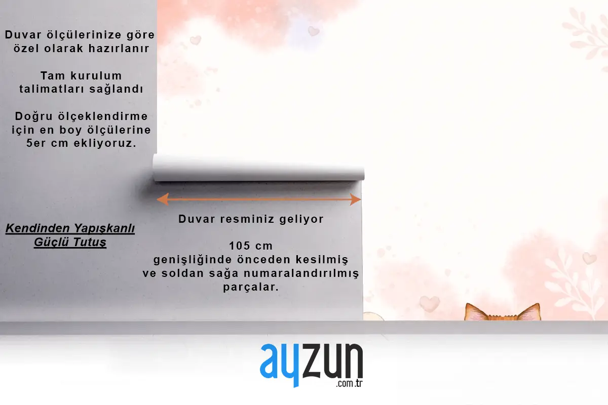Suluboya Uluslararası Kedi Günü Çocuk Odası Duvar Kağıdı 