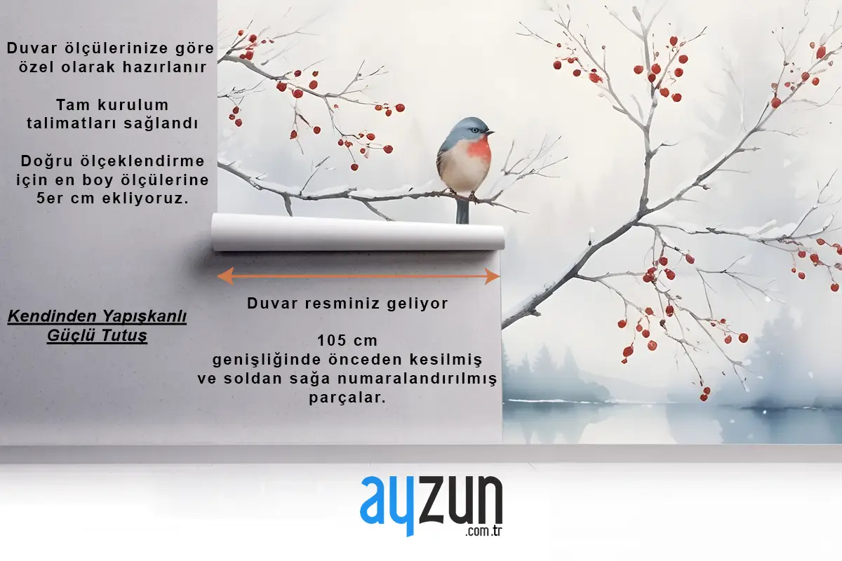 Kuşlar Duvar Kağıdı  Ile Suluboya Göl Manzarası