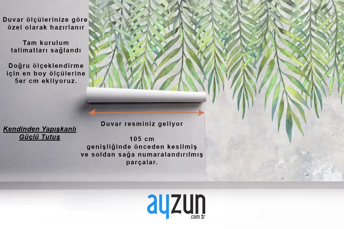 Yukarıdan Asılı Suluboya Yaprakları Yatak Odası Duvar Kağıdı