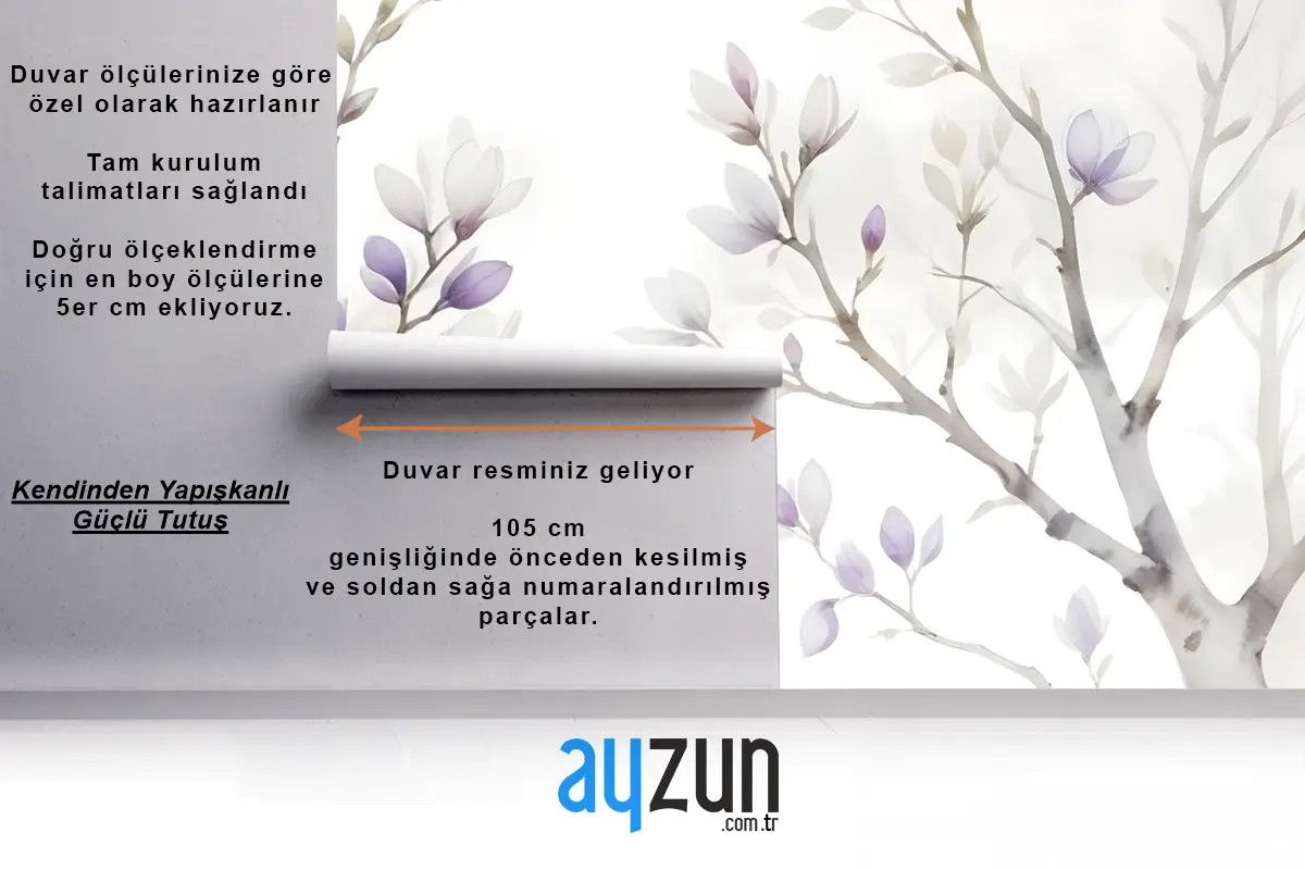 Suluboya Manolya Çiçek Duvar Kağıdı 