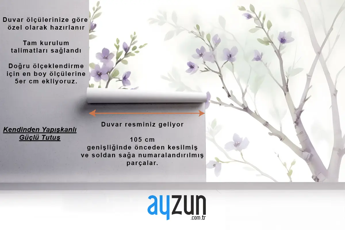 Suluboya Manolya Çiçek Duvar Kağıdı 