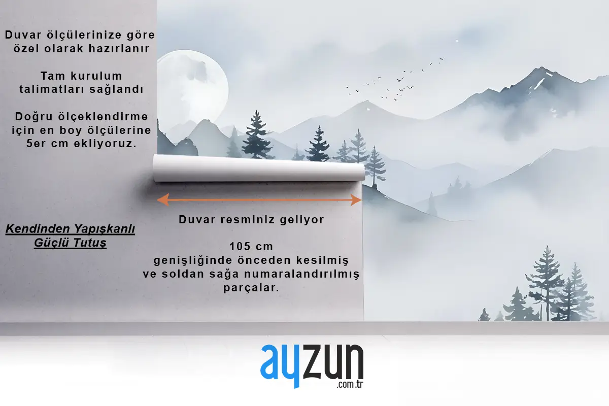 Suluboya Dağ Manzarası Duvar Kağıdı 