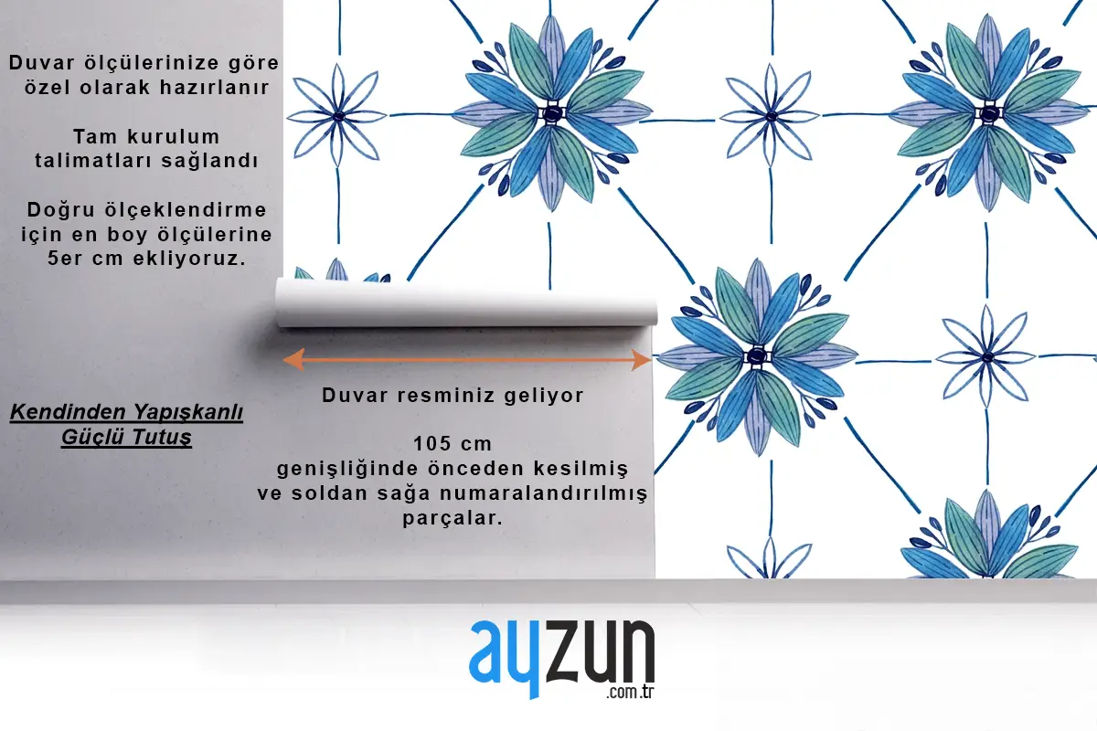 Suluboya Süs Çiçek Mutfak Duvar Kağıdı