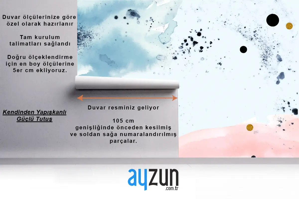 Altın Elementli Suluboya Boyalı Arka Plan Çocuk Odası Duvar Kağıdı