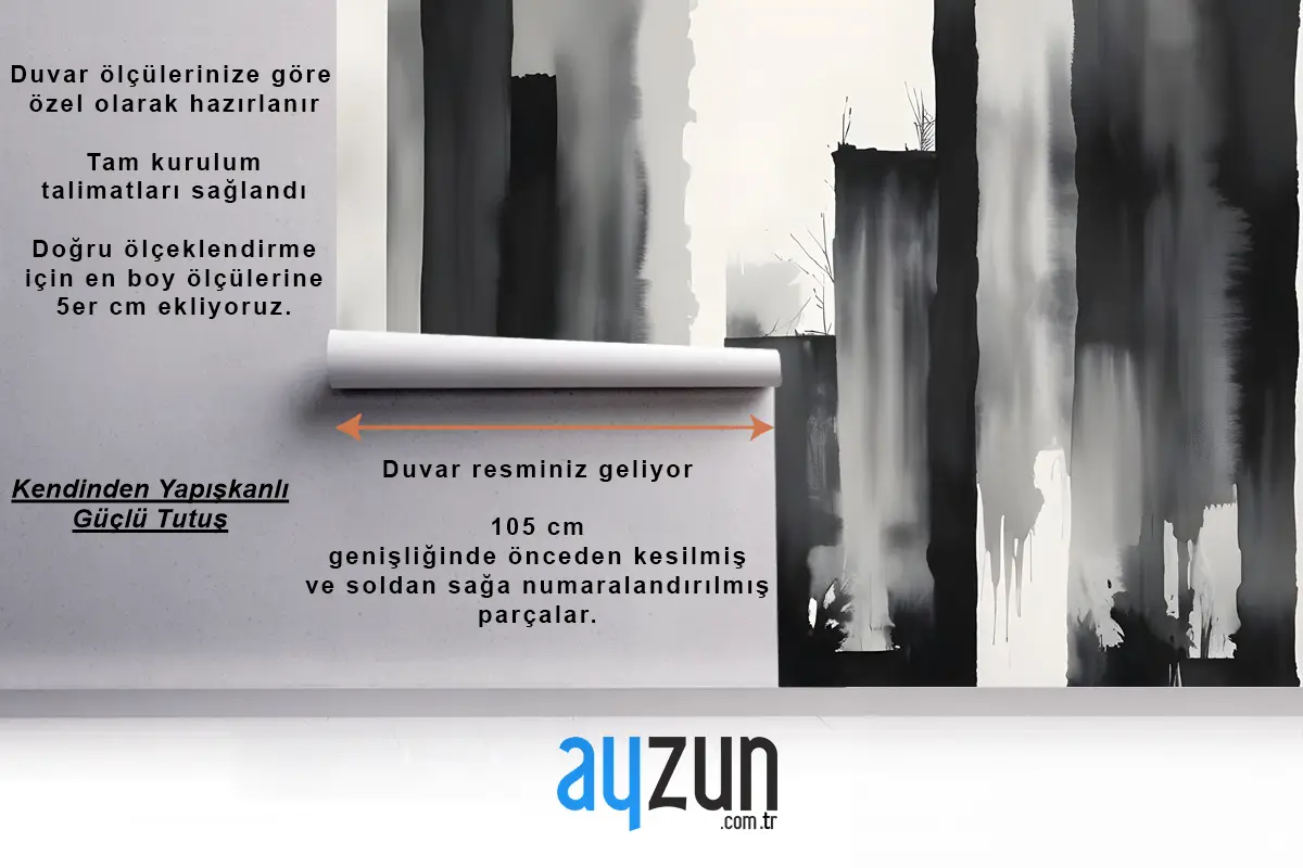 Suluboya Resim Siyah Beyaz Mimari Duvar Kağıdı 