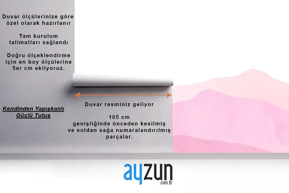 Suluboya Pastel Dağlar Arka Plan Çocuk Odası Duvar Kağıdı 
