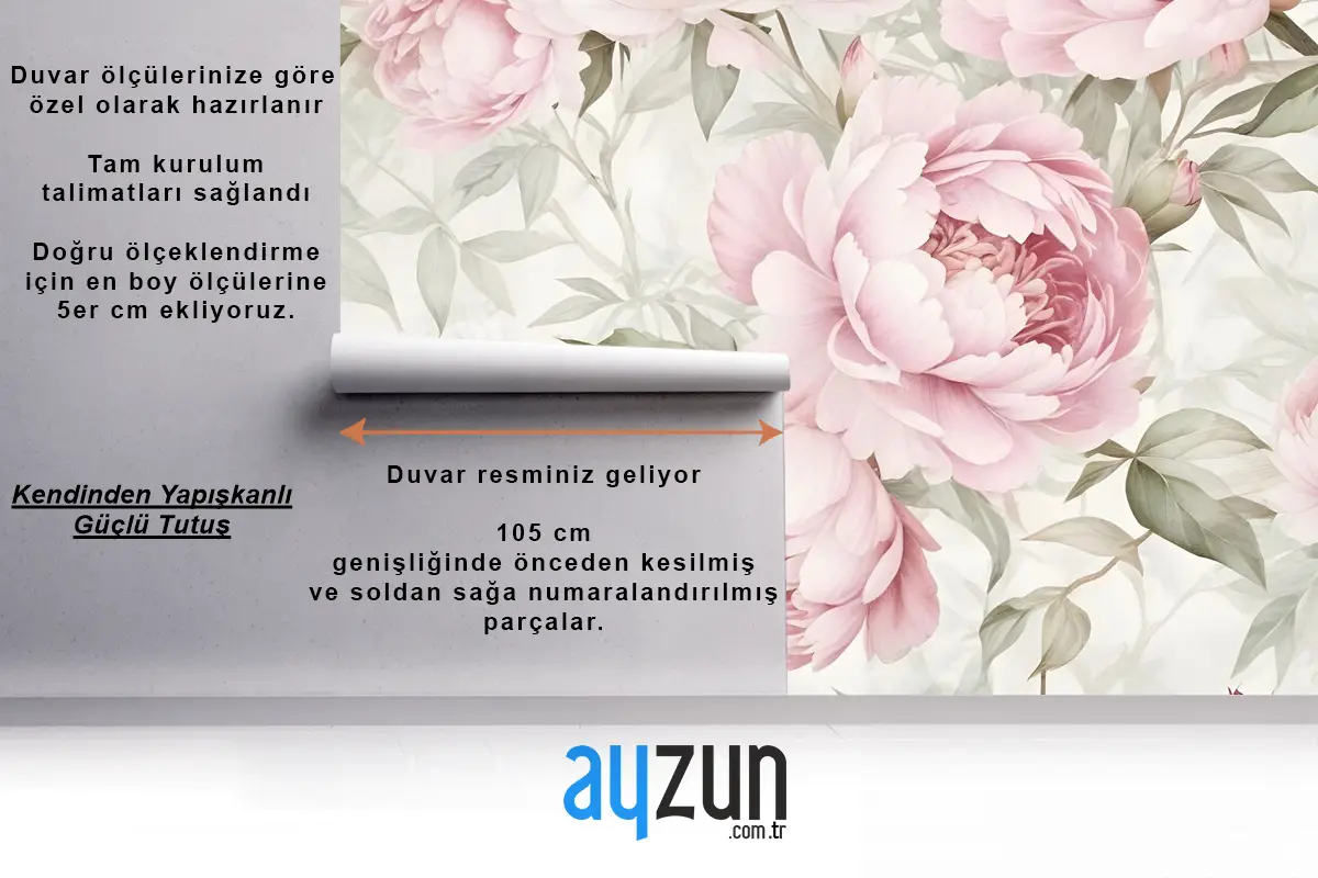 Suluboya Pembe Şakayık Çiçek Çiçeği Duvar Kağıdı