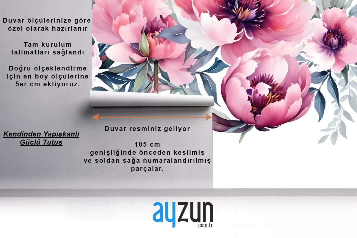 Suluboya Pembe Şakayık Çiçeği Duvar Kağıdı 