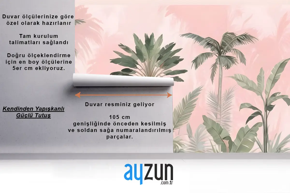 Suluboya Pembe Tropikal Çin Duvar Kağıdı 