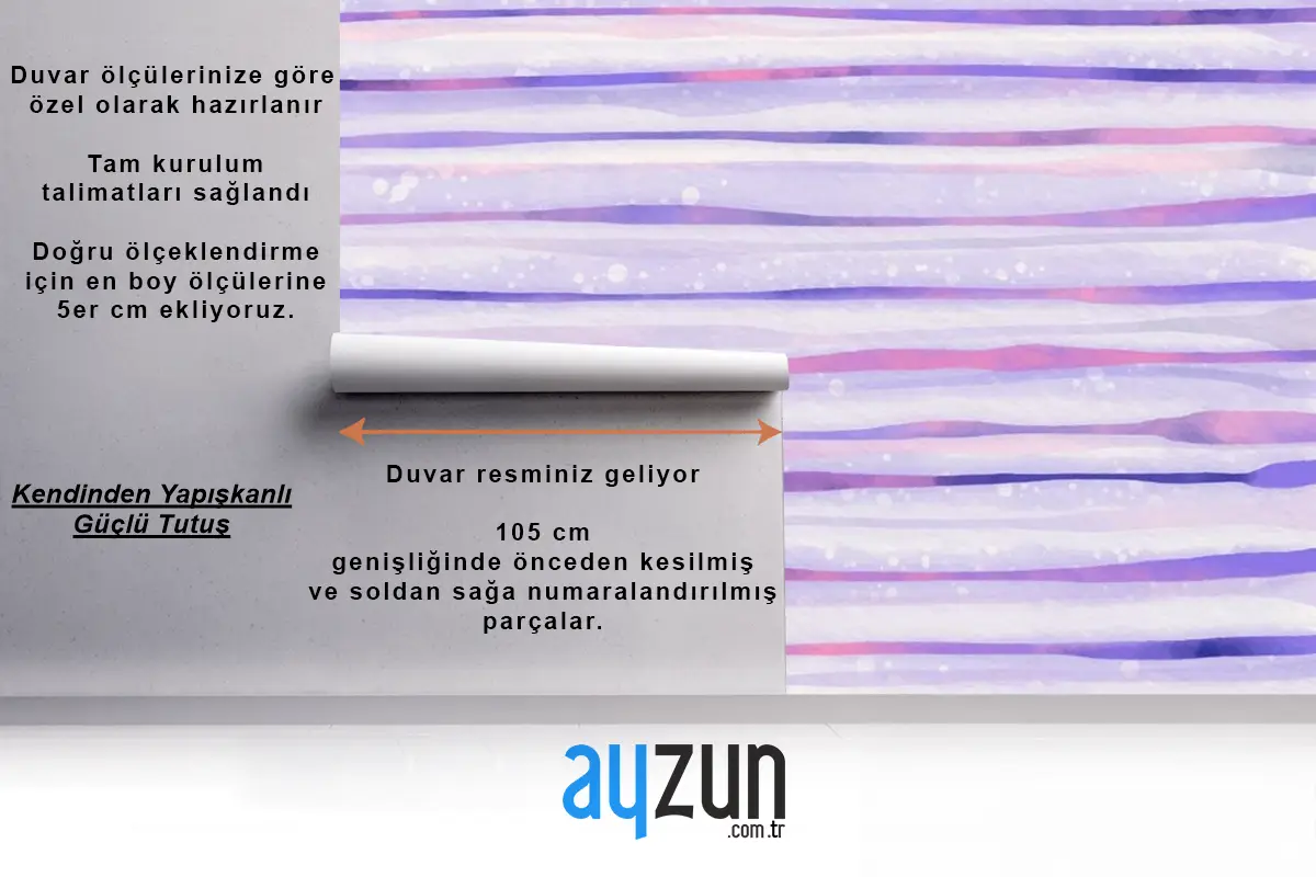 Suluboya Mor Çizgili Arka Plan Mutfak Duvar Kağıdı