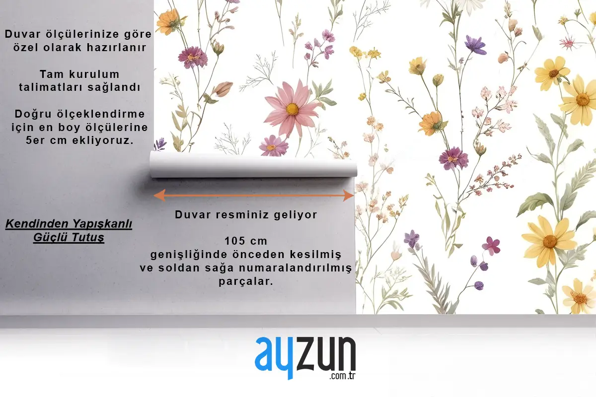 Suluboya Yumuşak Kır Çiçekleri Duvar Kağıdı