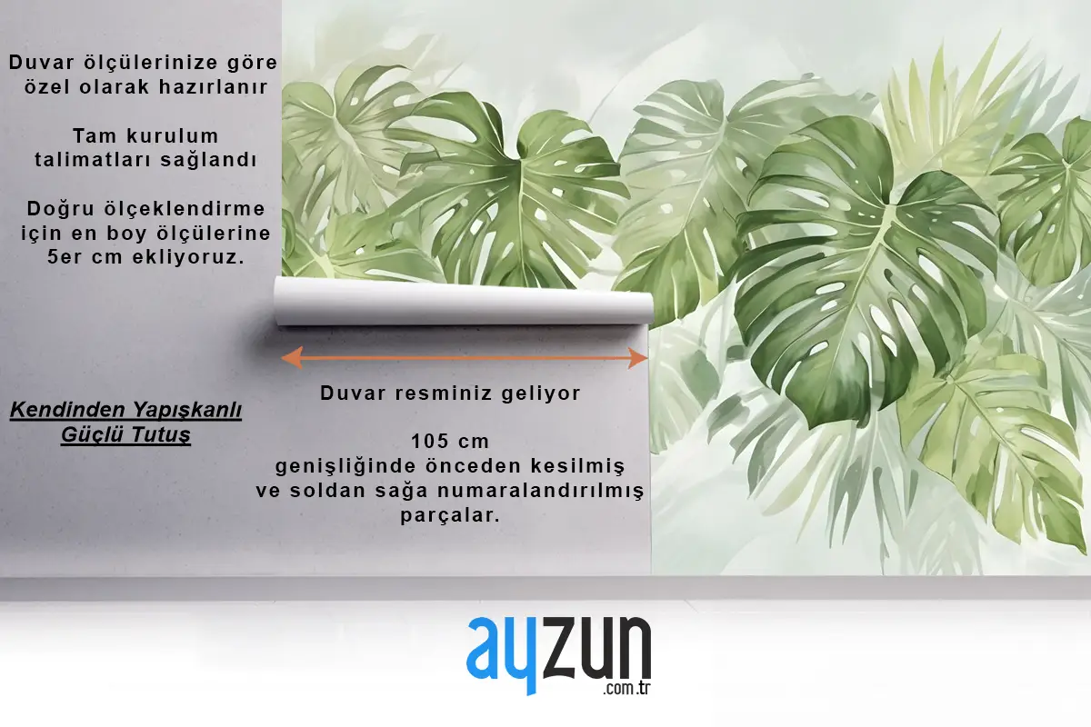 Suluboya Tropikal Yapraklar Duvar Kağıdı