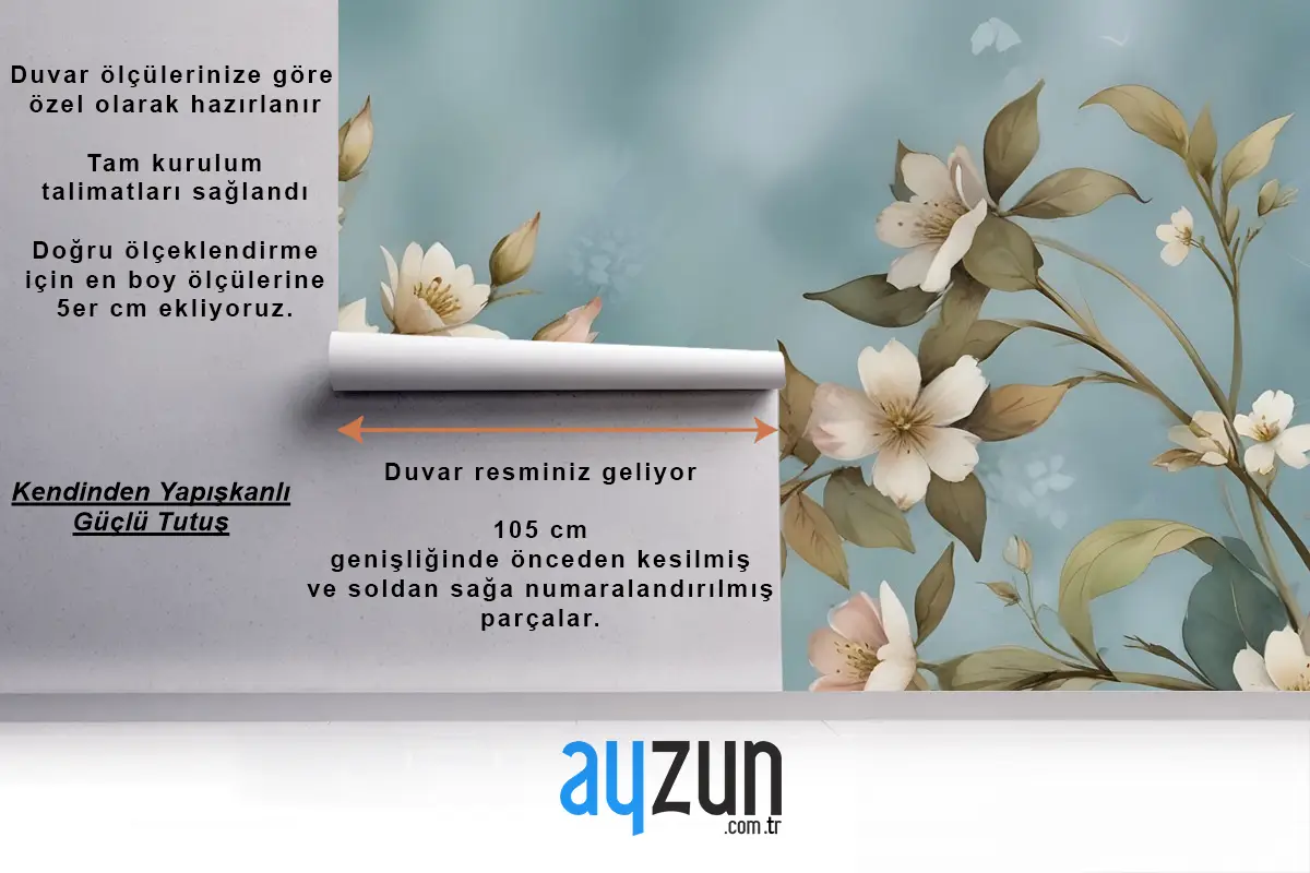 Suluboya Vintage Çiçekli Duvar Kağıdı 