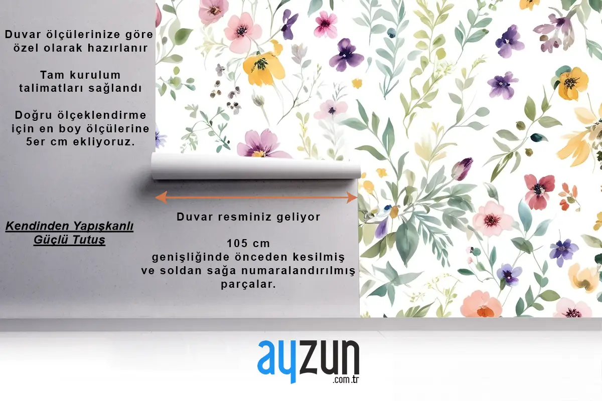 Suluboya Kır Çiçeği Duvar Kağıdı 