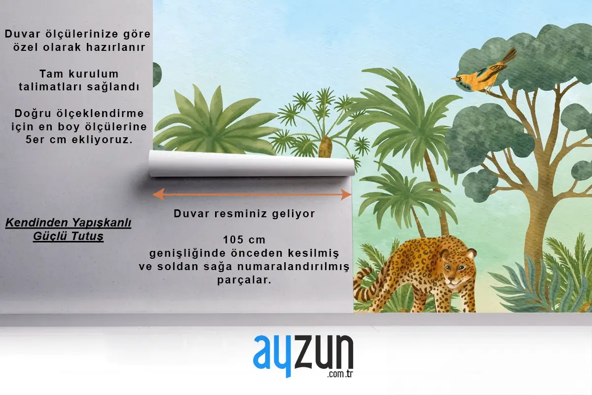 Suluboya Yaban Hayatı Arka Plan Çocuk Çocuk Odası Duvar Kağıdı 