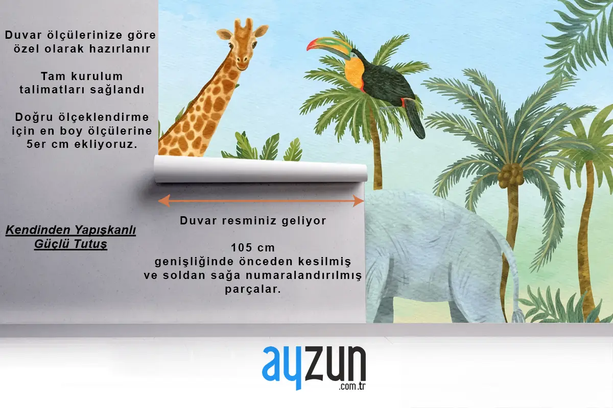 Suluboya Yaban Hayatı Arka Plan Çocuk Boys Çocuk Odası Duvar Kağıdı