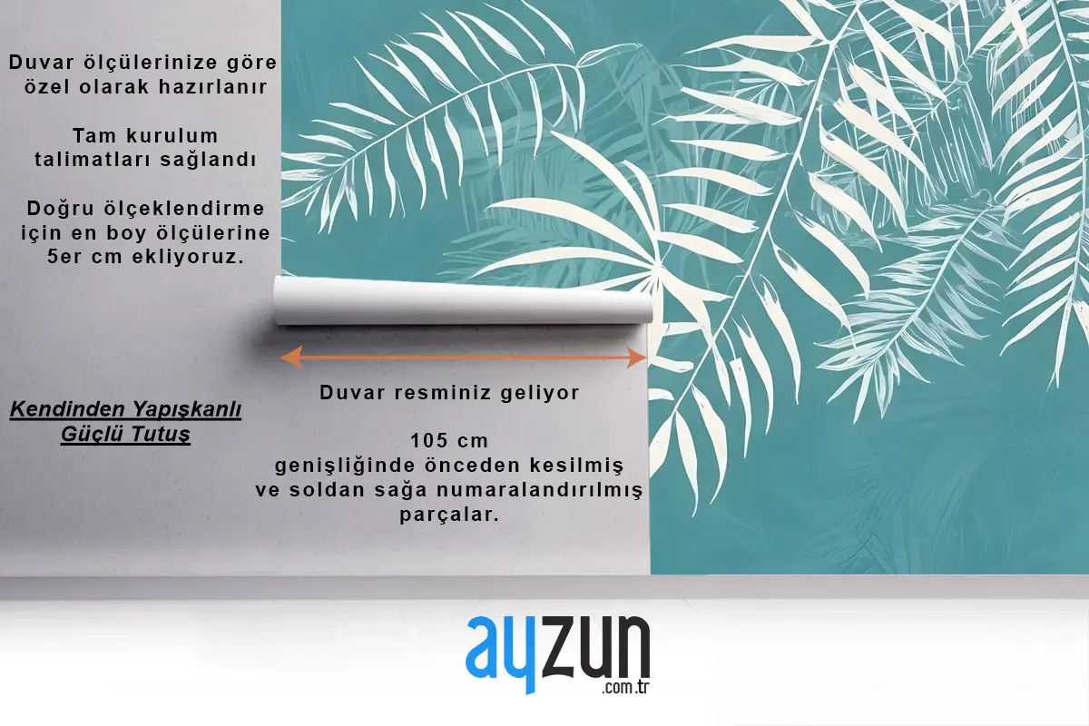 Beyaz Tropikal Yapraklar Duvar Kağıdı