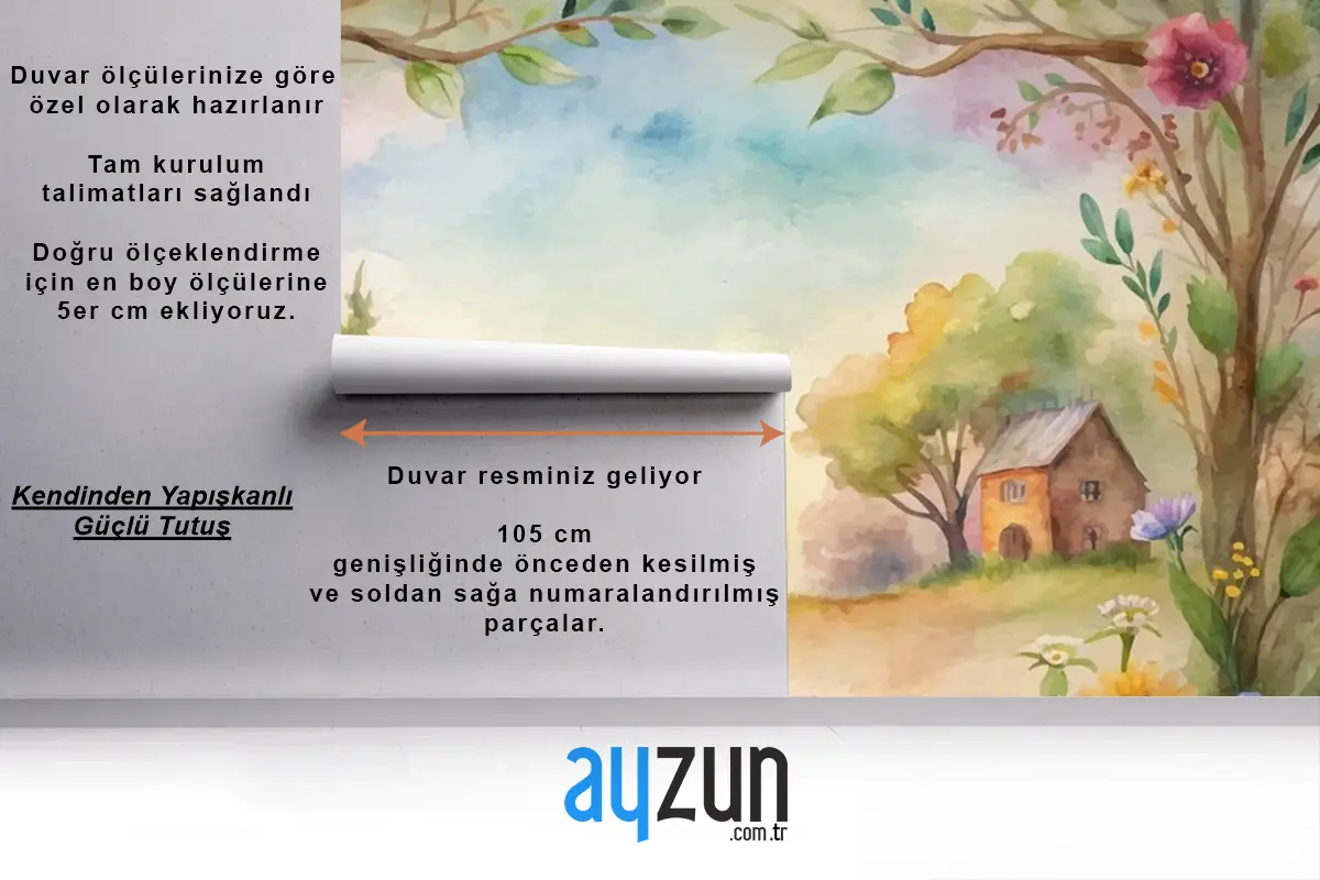 Kırsal Çocuk Odası Duvar Kağıdı Duvarında Kır Çiçeği Suluboya Arkaplan