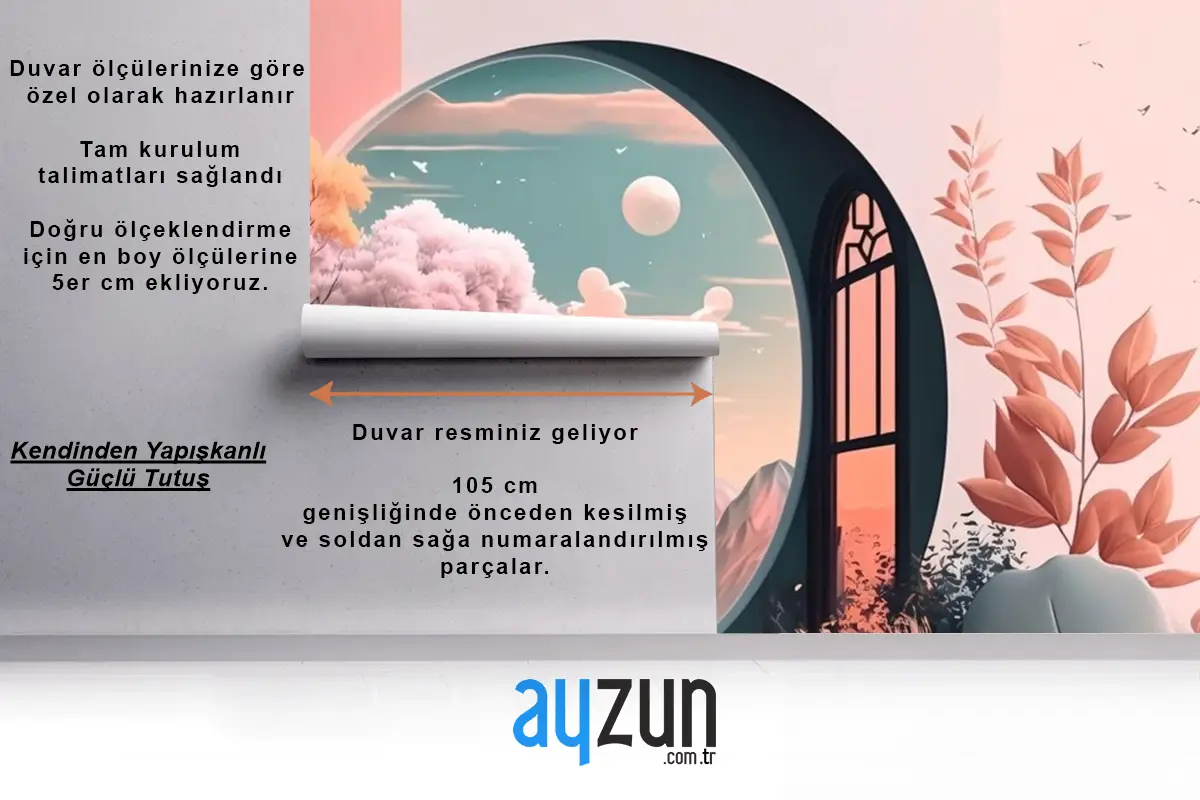 Manzara Manzaralı Pencere Çocuk Odası Duvar Kağıdı 