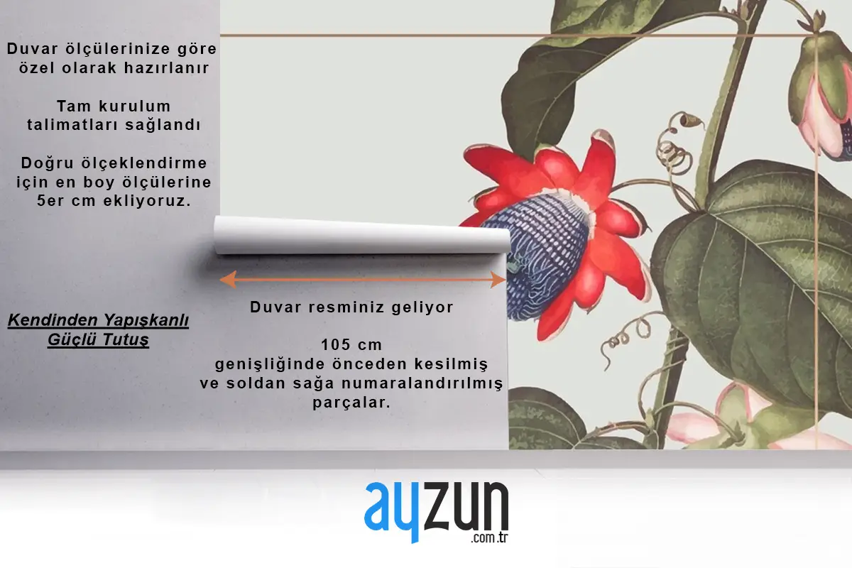 Kanatlı Tutku Çiçeği Dikdörtgen Çerçeve Duvar Kağıdı 