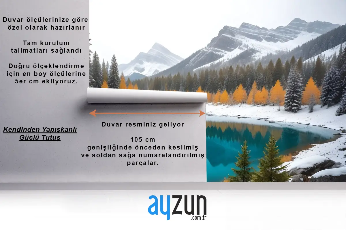 Çam Ormanı Ile Kış Gölü Manzarası Duvar Kağıdı