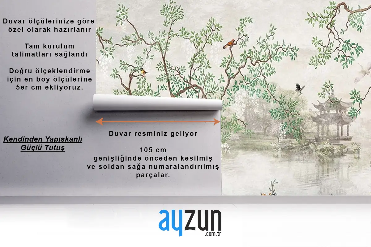 Yağlı Boya Tarz Ağaçlar ve Yapraklar Duvar Kağıdı