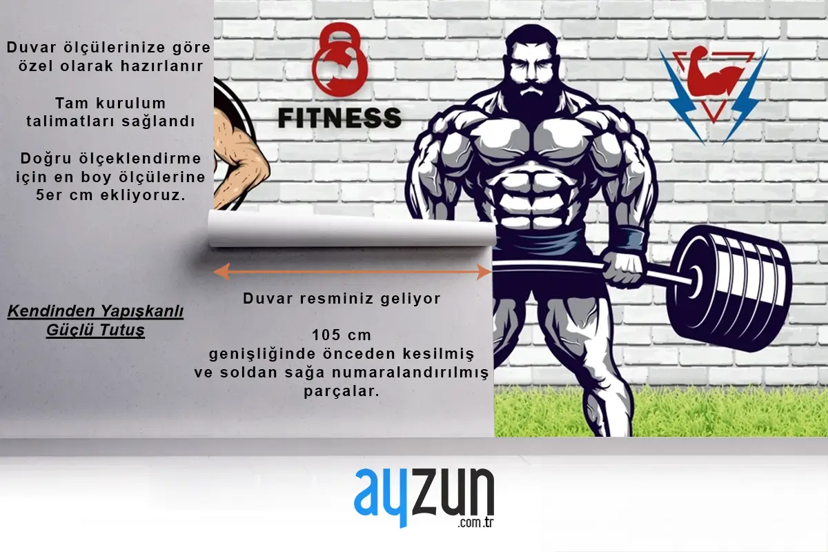 Yeşil Çim Halter Gym Fitness Duvar Kağıdı