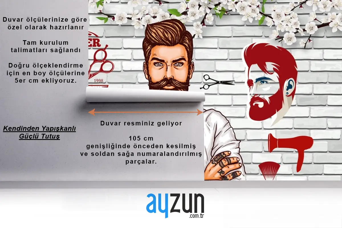 Yeşil Çim Taş Desen Arka Plan Erkek Kuaför Duvar Kağıdı