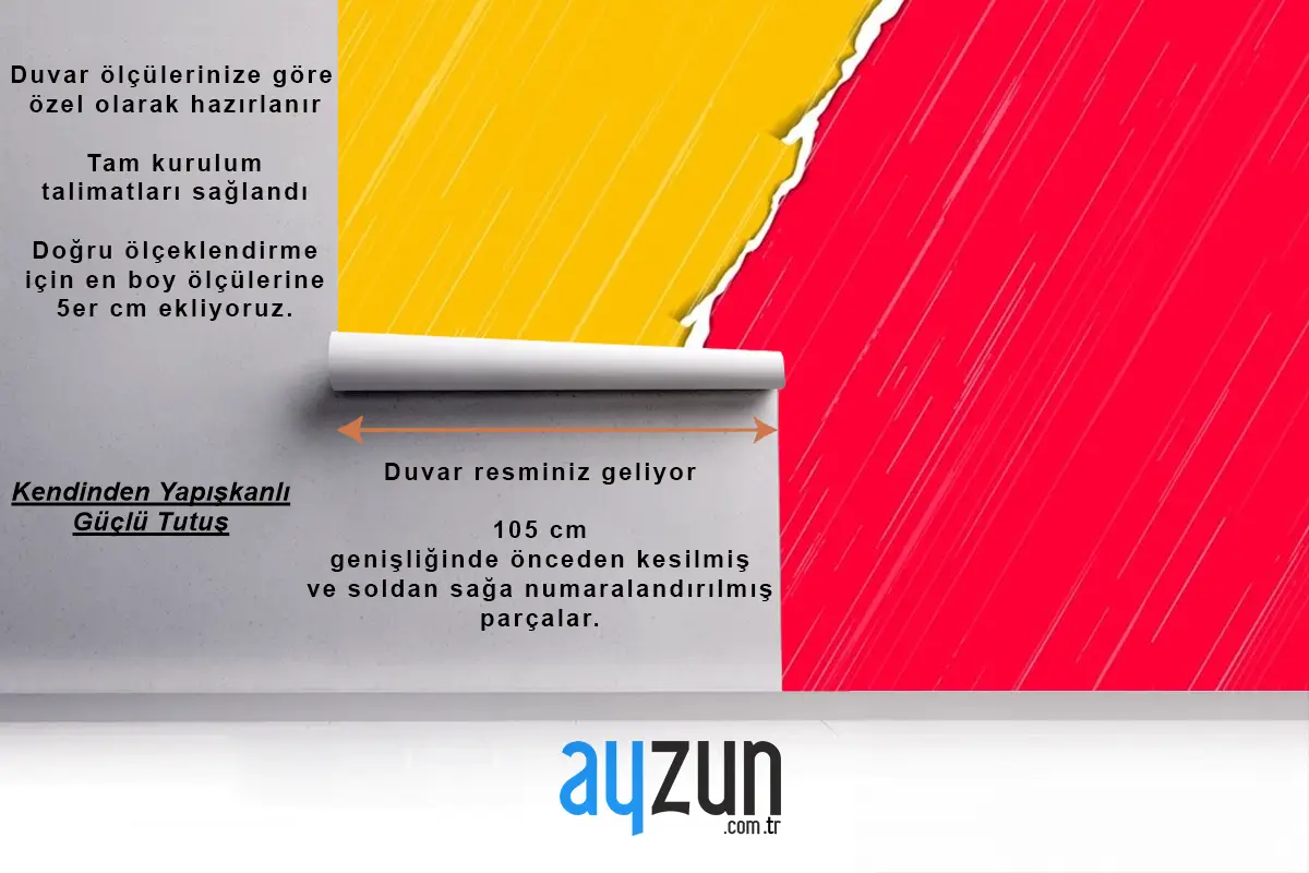 Yırtık Kağıt Sınır Çizgi Sarı Kırmızı Duvar Kağıdı