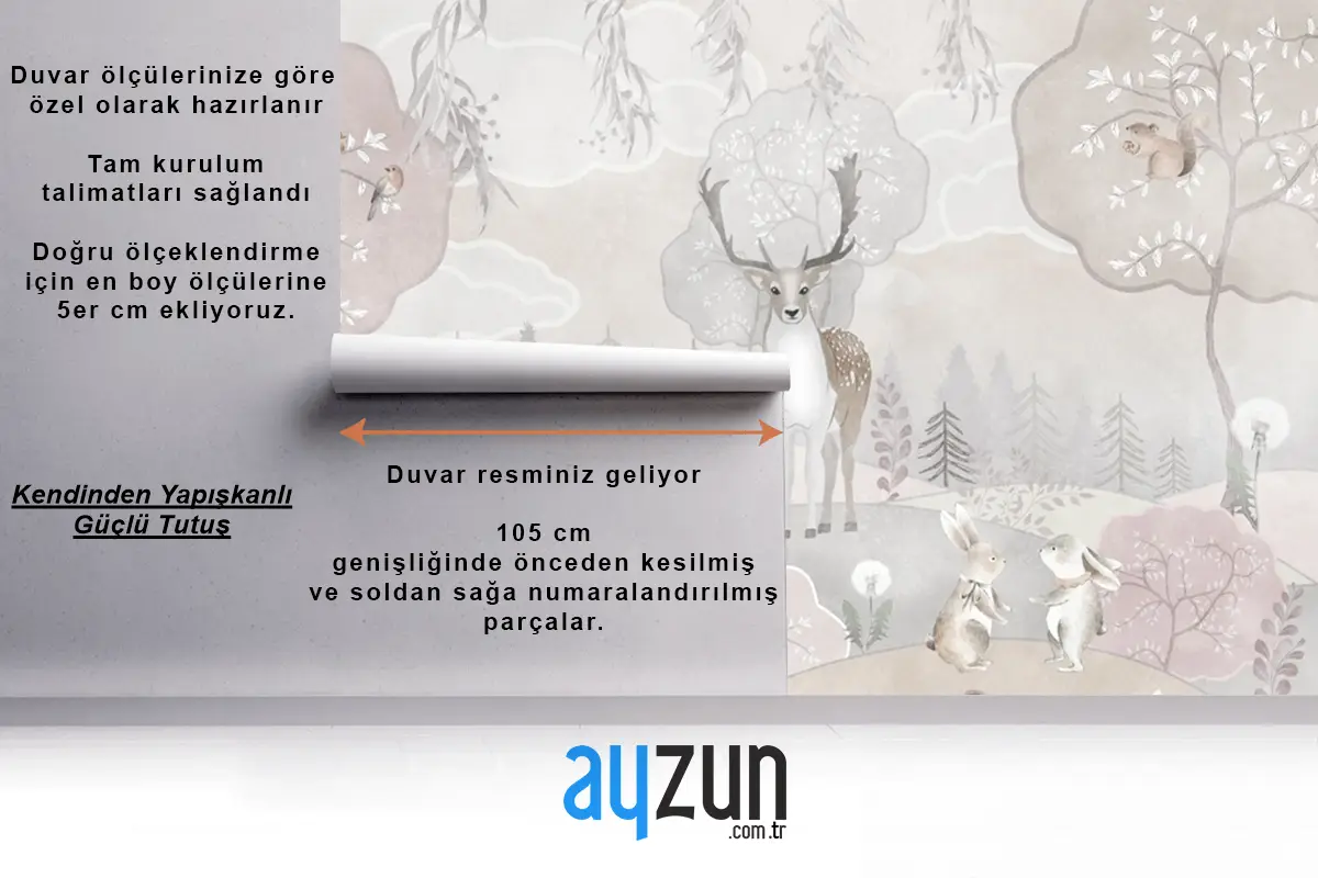Yumuşak Renkler Vahşi Hayvanlar Çocuk Odası Duvar Kağıdı