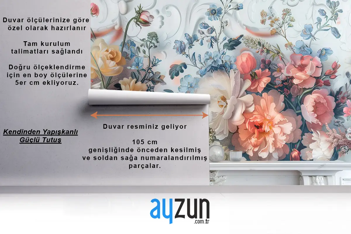 Zarif Ve Güzel Suluboya Çiçek Çizimi Vintage Duvar Kağıdı